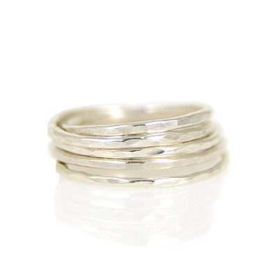 Silver Hammered Stacking Ring