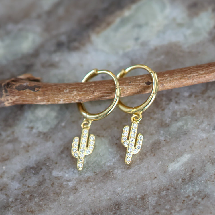 Cactus Sparkle Hoop Earrings