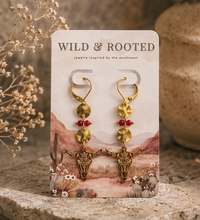 Golden Mesa Skull Earrings
