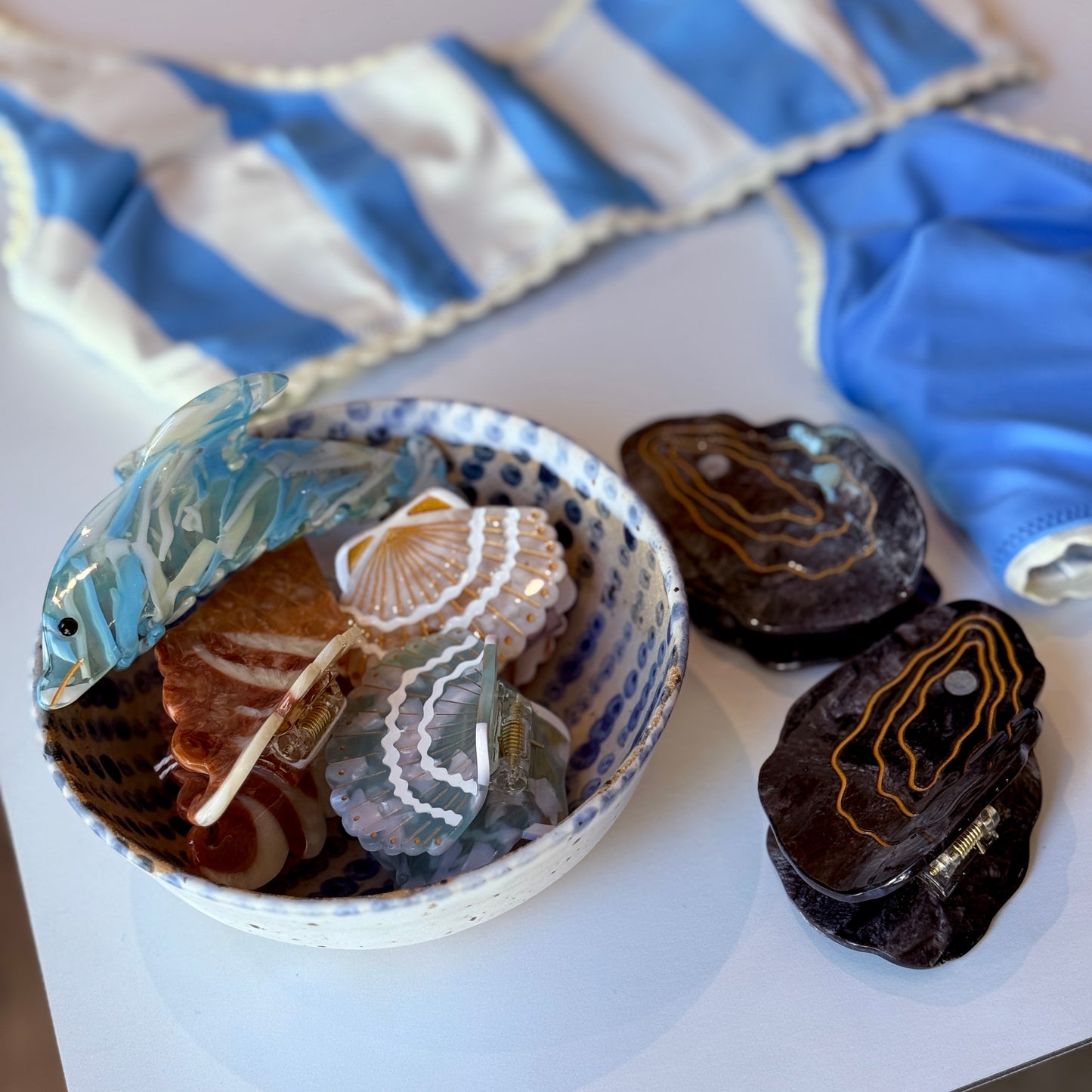 Cabana Stripe Bikini Top - Blue Poppy