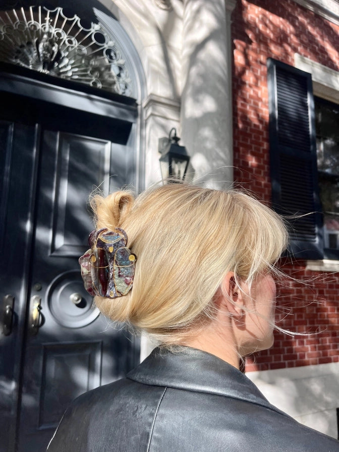 Hand Painted Beetle Claw Clip