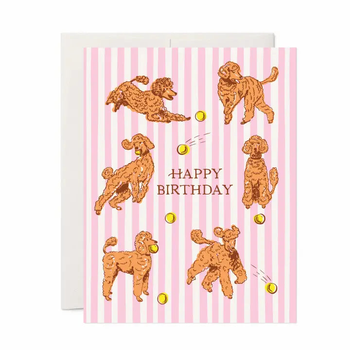 Birthday Poodles Greeting Card