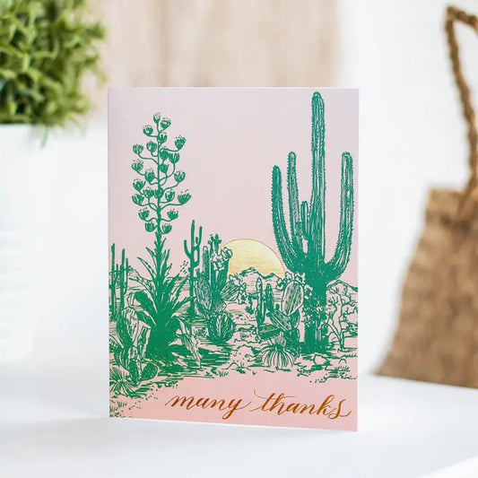 Cactus Sunset Thank You Greeting Card