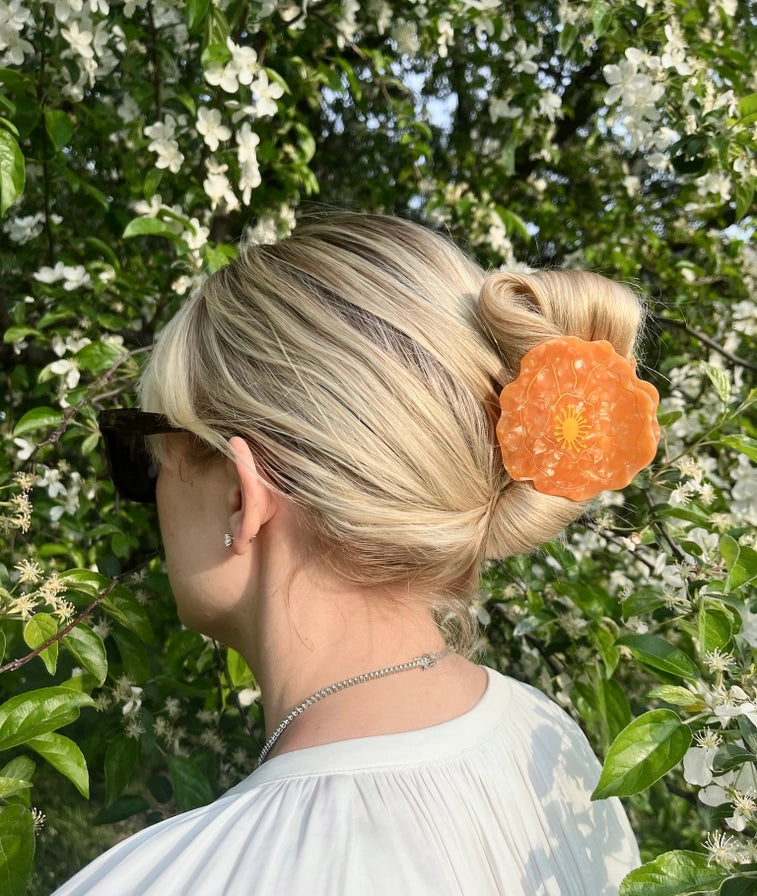 California Poppy Flower Claw Clip