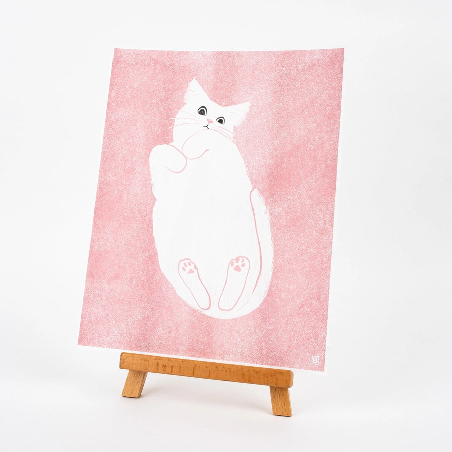 Cat On Glass - Risograph Art Print