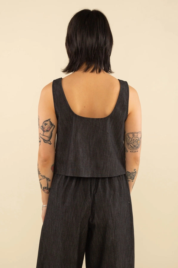 Denim Tie Top