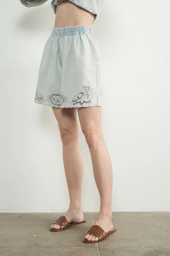 Skyy Denim Embroidered Shorts