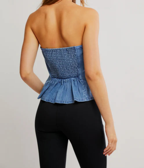 Denim Wink Wink Tube Top