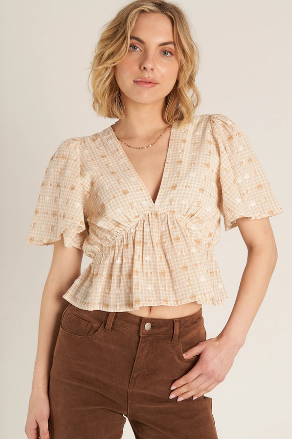 Flutter Sleeve V-Neck Top