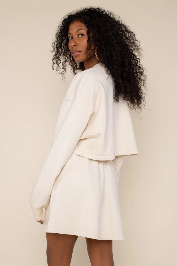 Garment Washed Cropped French Terry Sweatshirt