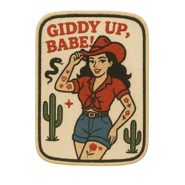 Giddy Up, Babe! Patch Style Sticker