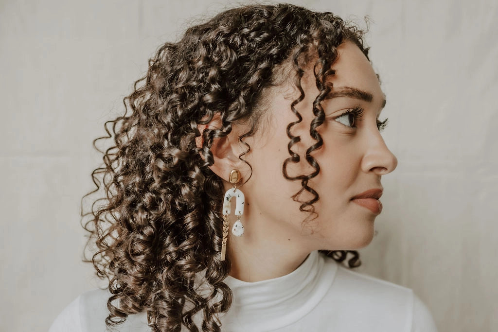 Gold Cheetah & Leaf Chain Porcelain Earrings