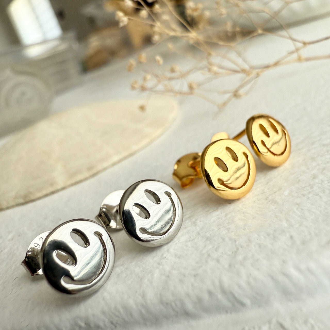 Don't Worry, Be Happy Smiley Stud Earrings