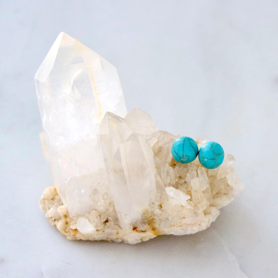 Howlite Turquoise Stud Earrings