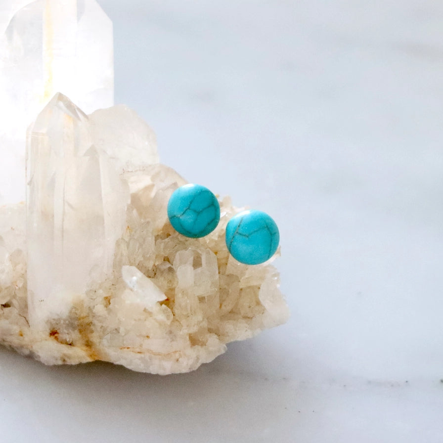 Howlite Turquoise Stud Earrings