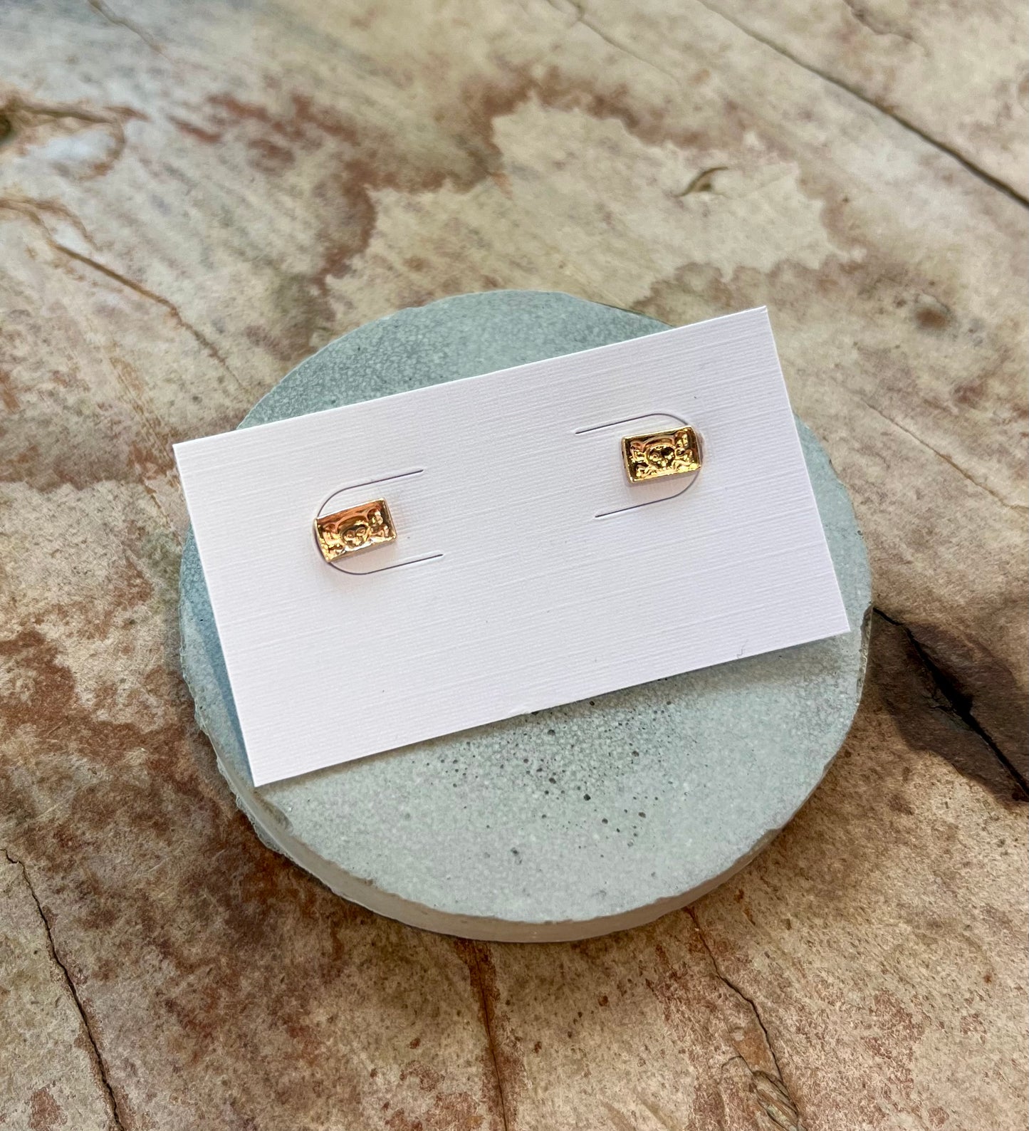 Skull & Bones Stamped Studs