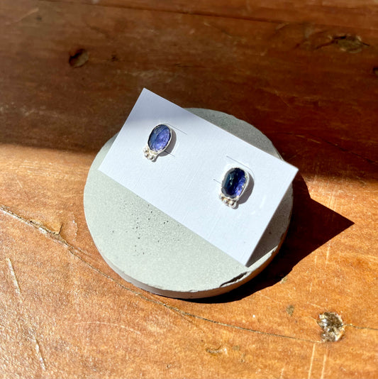 Iolite Dot Stud Earrings