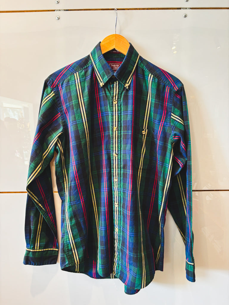 Cambridge Classics Plaid Button Up Green/Bl - vintage