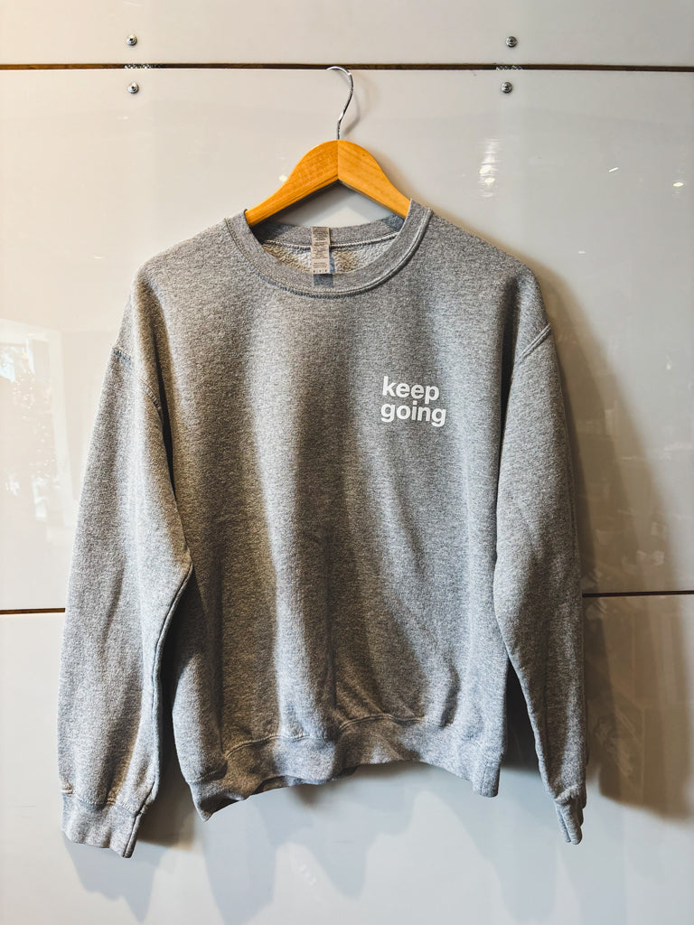 Keep Going heather gray crewneck sweatshirt - upcycled