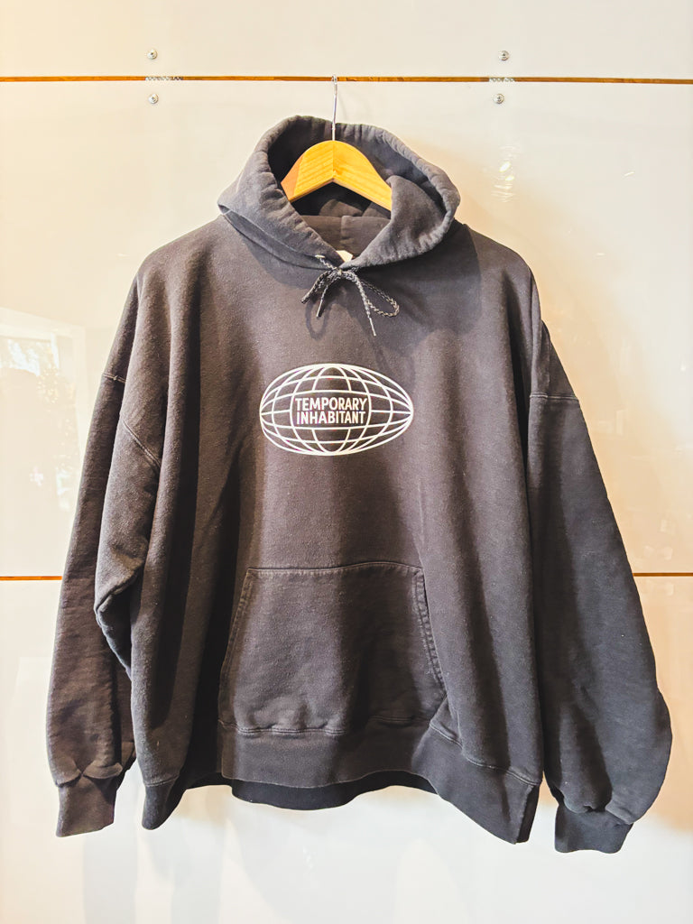 Globe black hoodie - upcycled