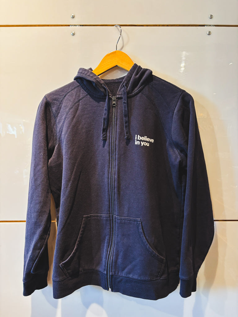 I Believe in You navy zip up hoodie - upcycled