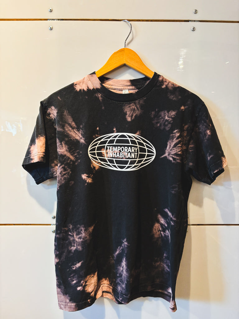 Globe purple black tie dye s/s tee - upcycled