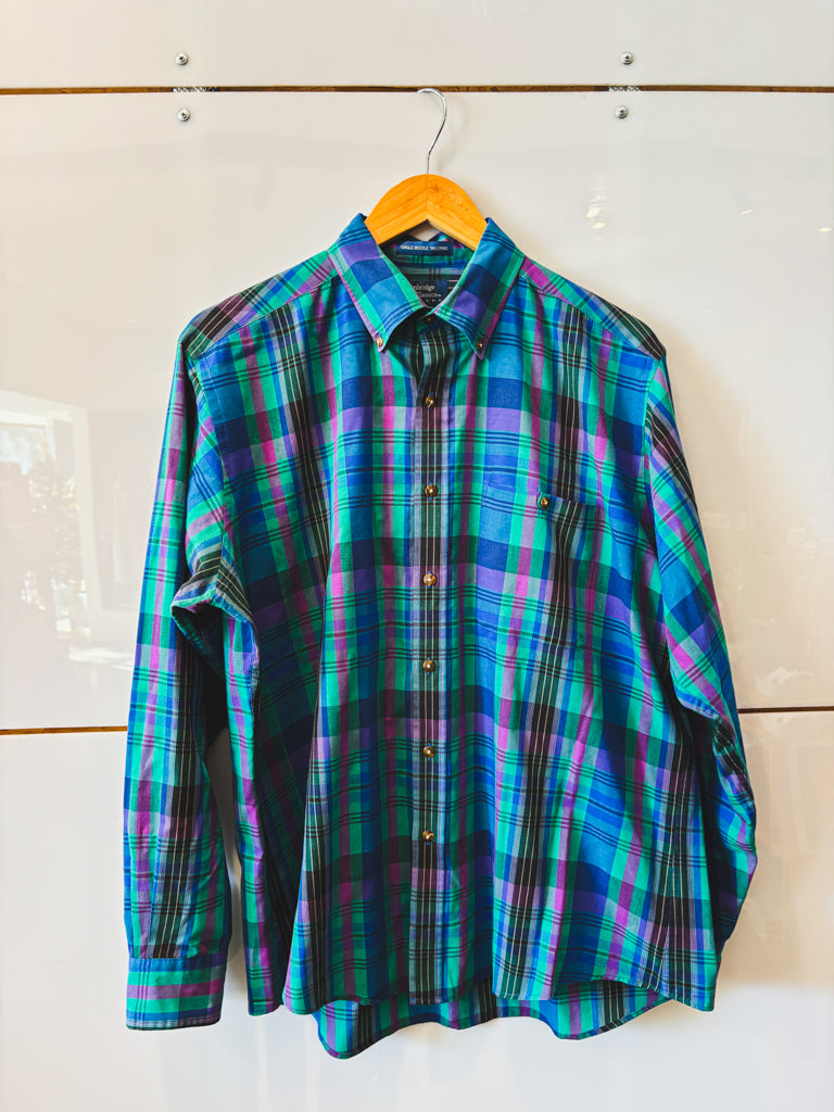 Cambridge Classics Plaid Button Up Blue/Green - vintage