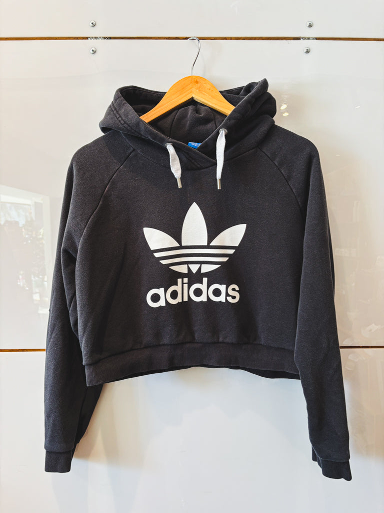 Adidas crop hoodie charcoal - vintage