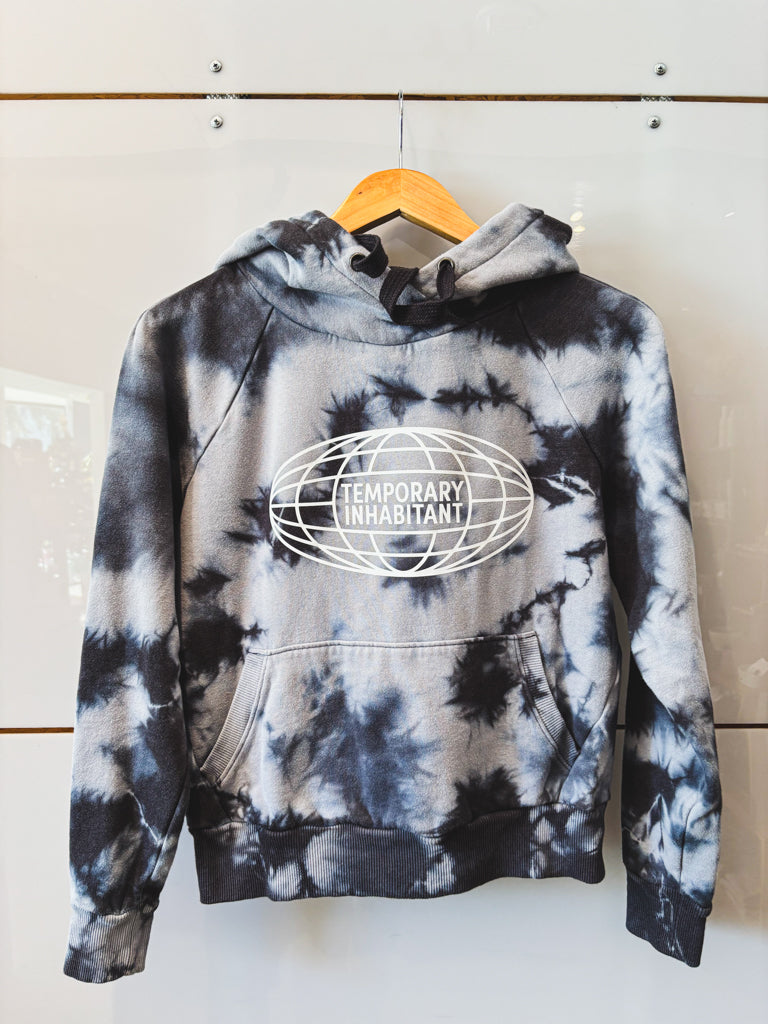 Globe slate tie dye hoodie - upcycled