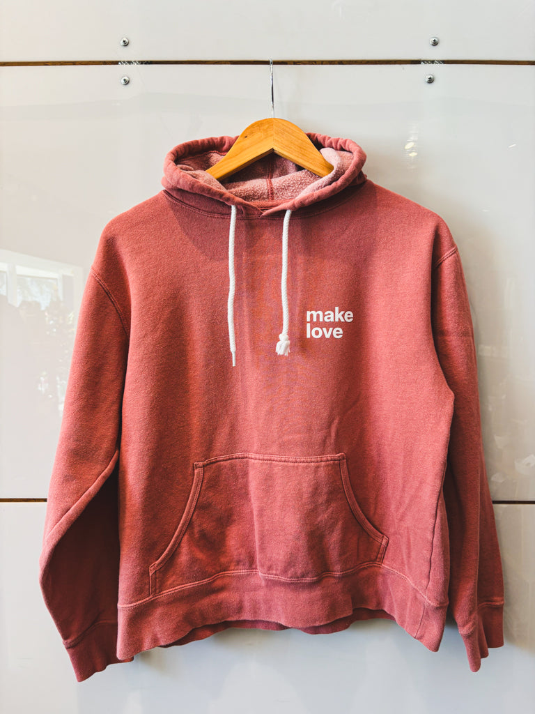 Make Love light coral hoodie - upcycled