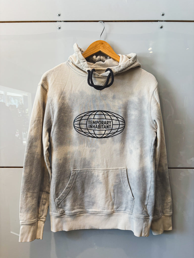 Globe cream tie dye hoodie - upcycled