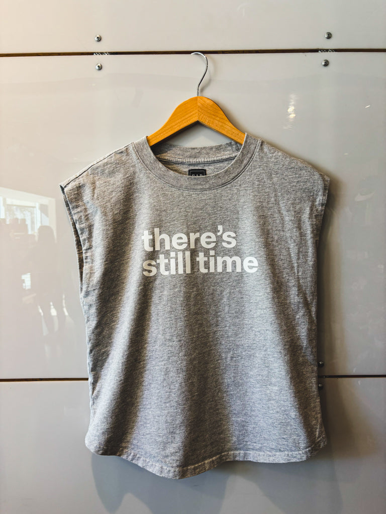 There's Still Time heather gray sleeveless tee - upcycled