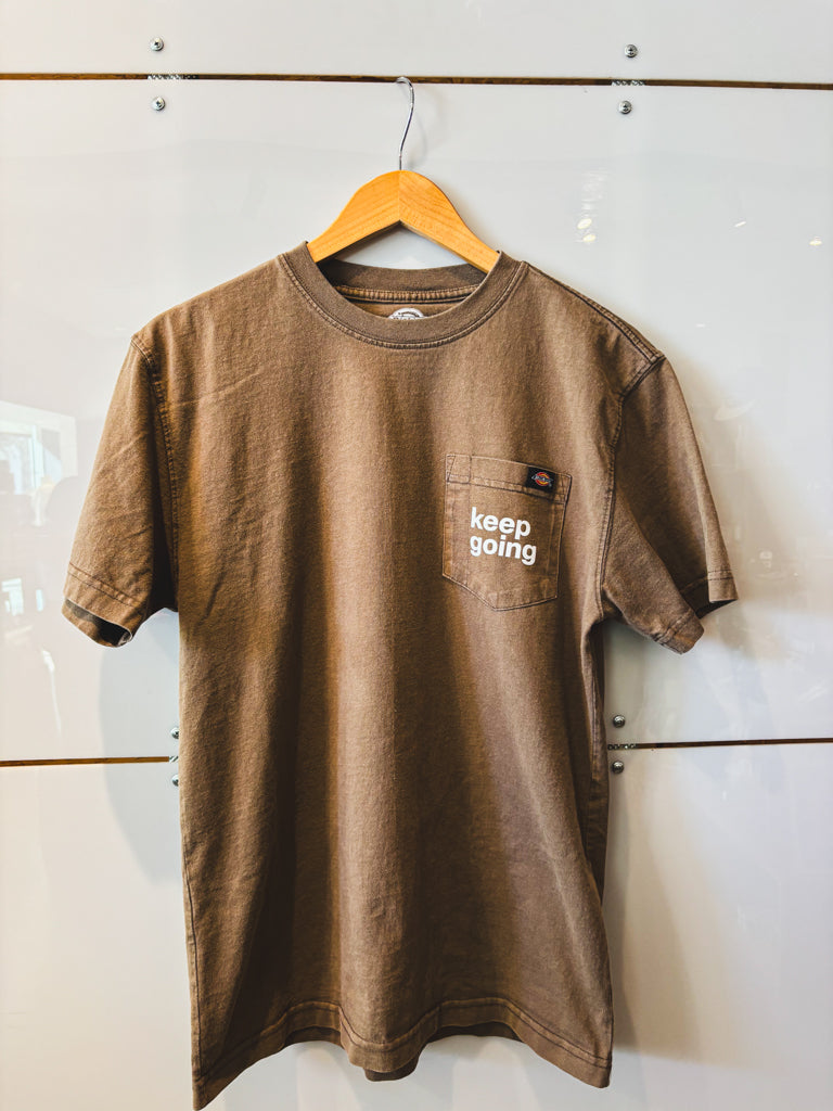 Keep Going olive pocket s/s tee - upcycled