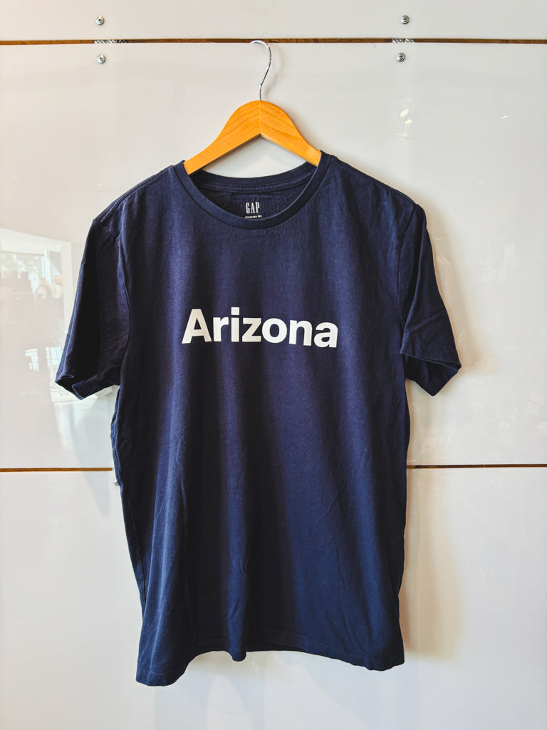 Arizona Block navy s/s tee - upcycled
