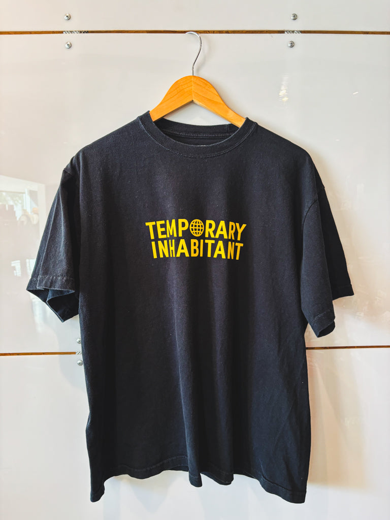 Logo black with yellow lettering s/s tee - upcycled