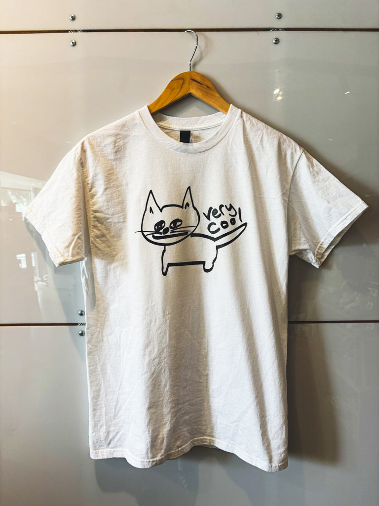 Very Cool Cat white with black design s/s tee