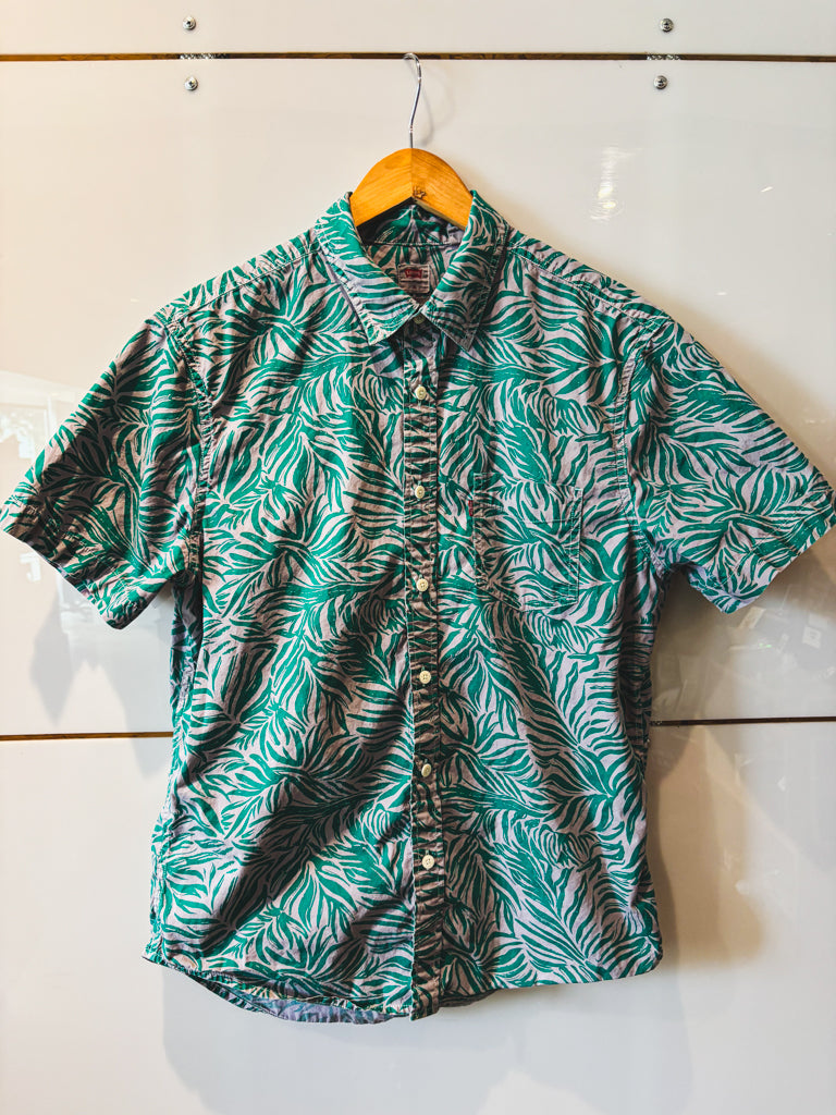 Levi's tropical pattern green/gray s/s button up- vintage