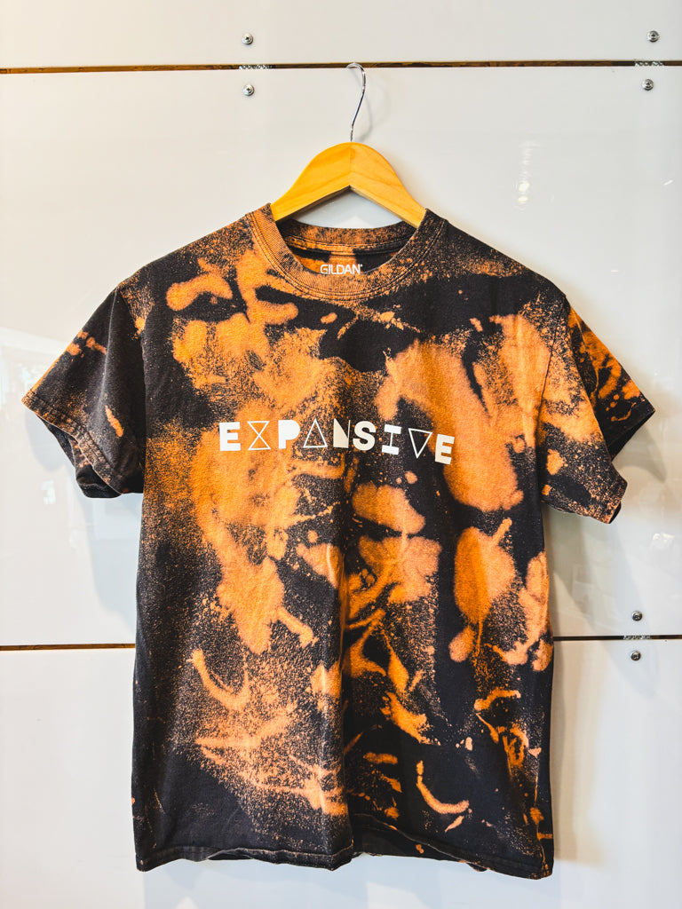 Expansive black bleached s/s tee - upcycled