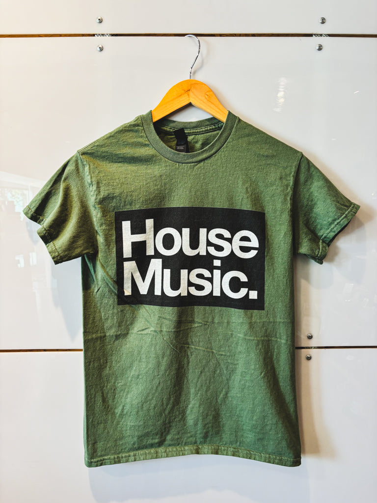 House Music moss green s/s tee - previously loved
