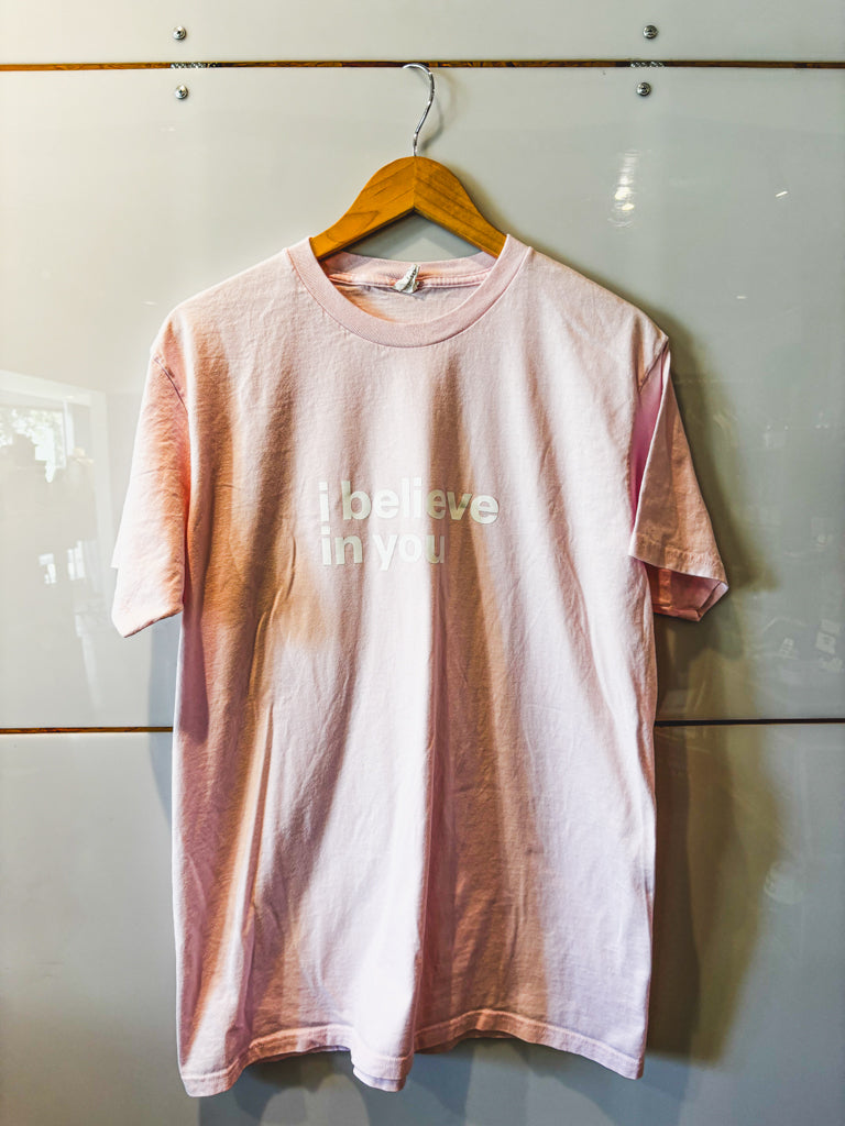 I Believe In You light pink s/s tee - upcycled