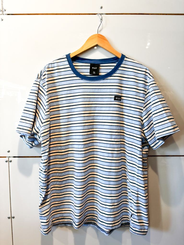 HUF blue and cream striped tee - pre-loved