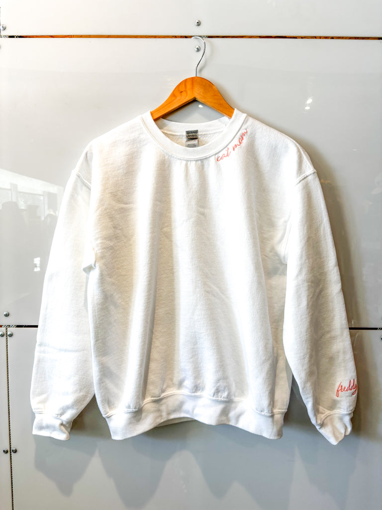 Cat Mom embroidered collar white sweatshirt - pre-loved