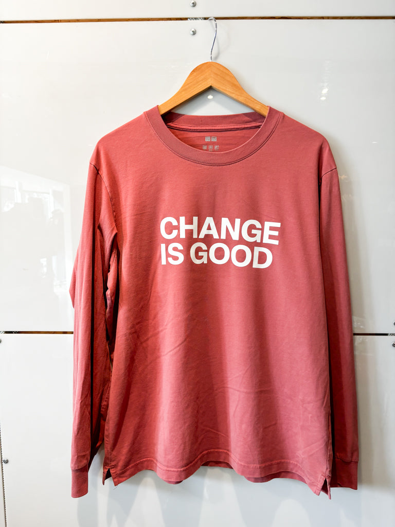 Change is Good salmon long slv tee- upcycled
