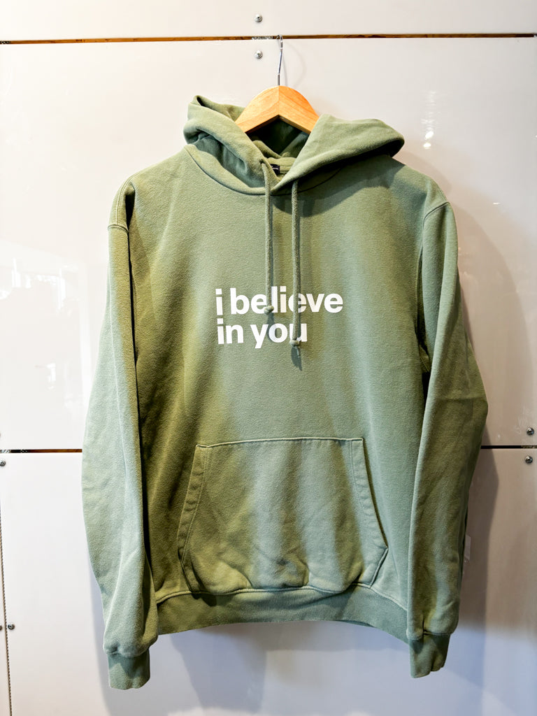 I Believe in You leaf green hoodie- upcycled