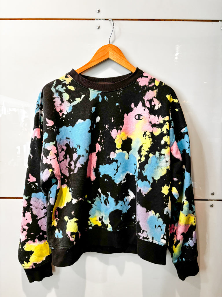 Champion multi color splatter sweatshirt- pre-loved