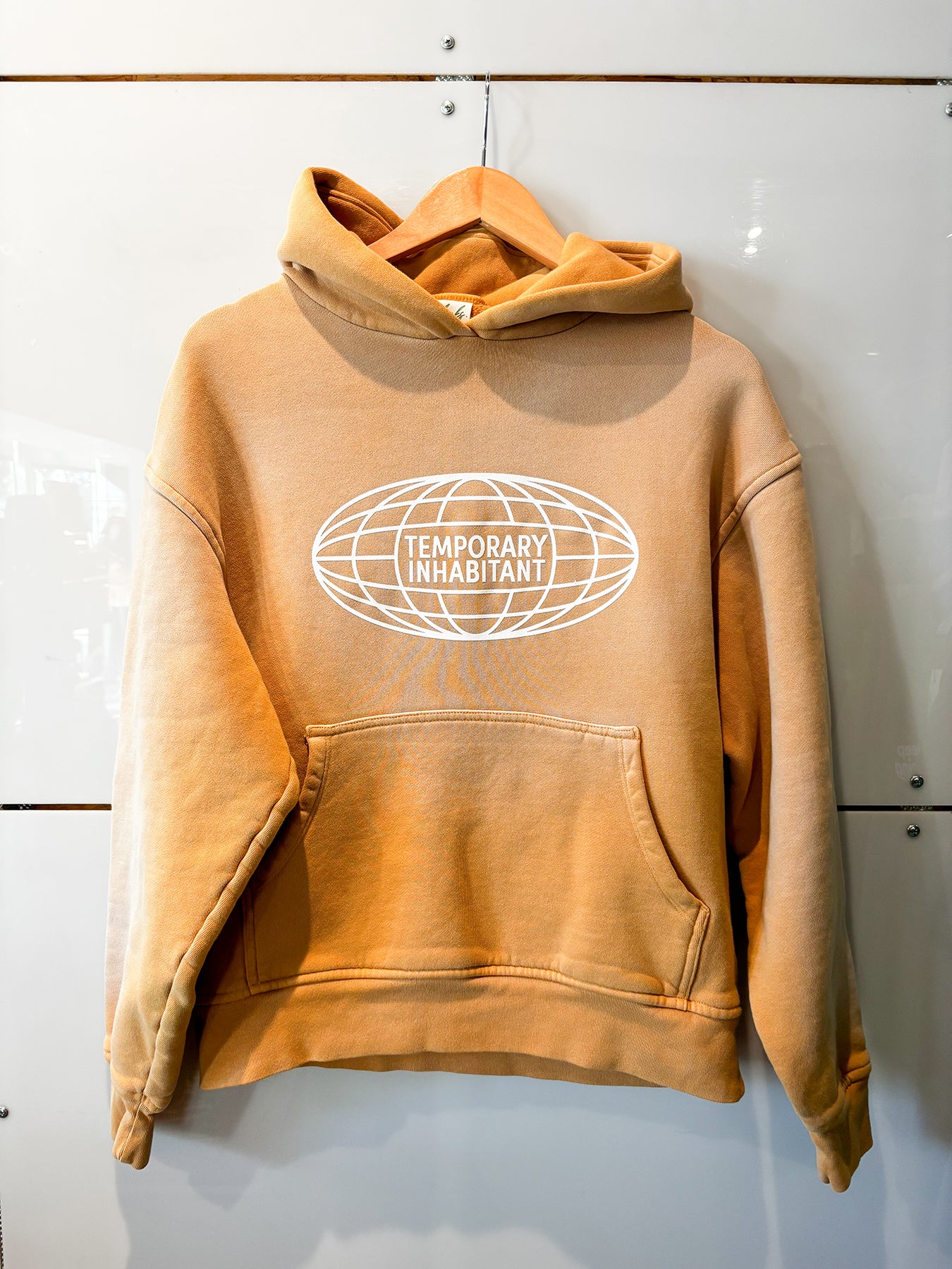 Globe orange ombre hoodie - upcycled