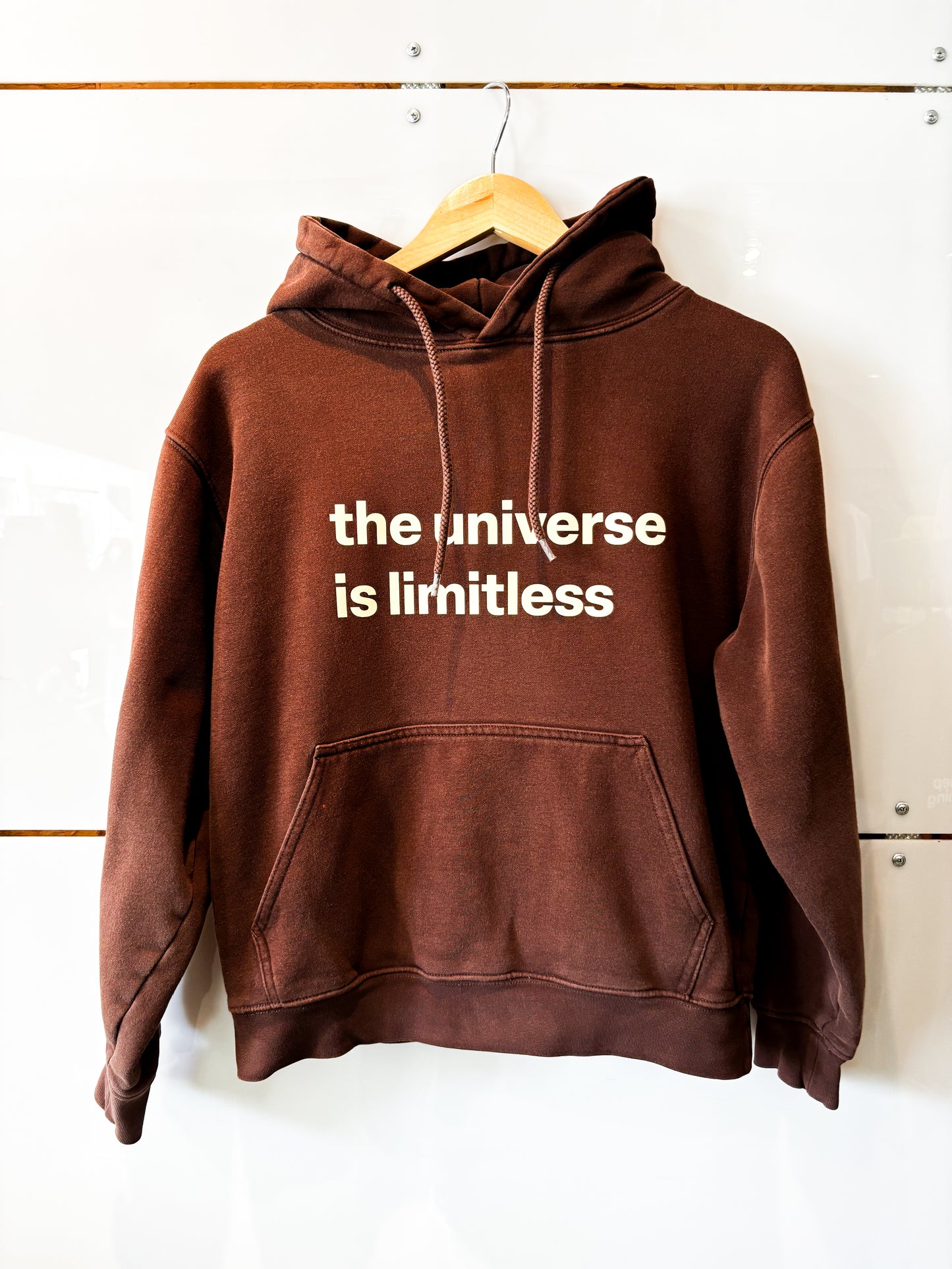 The Universe is Limitless chocolate hoodie - upcycled