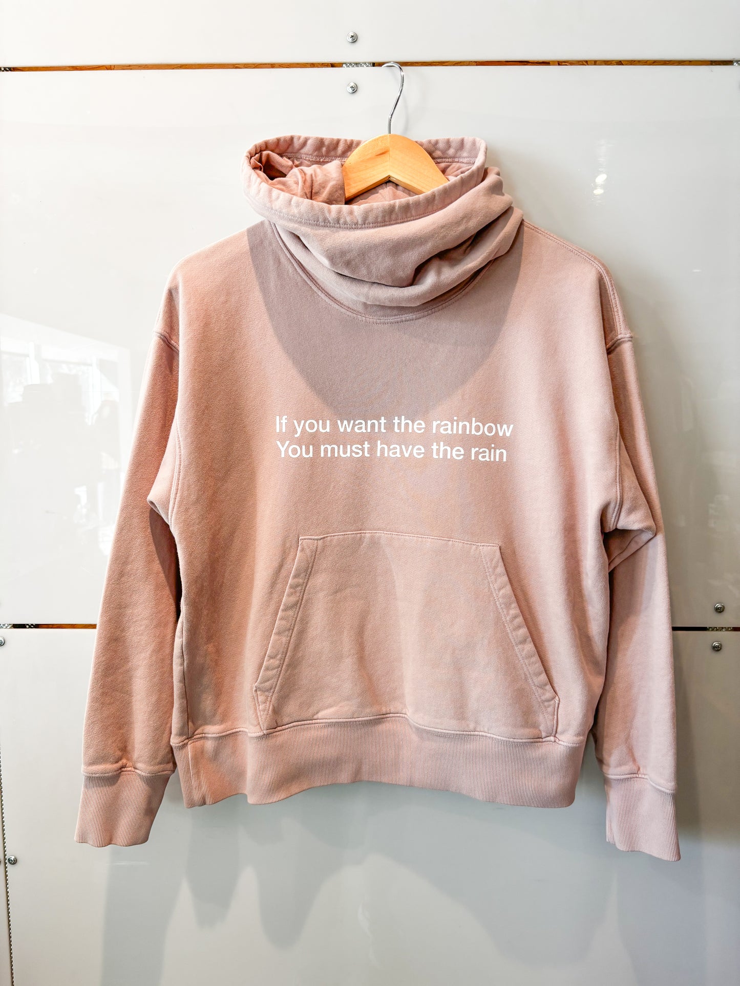 If You Want the Rainbow blush cowl neck hoodie- upcycled