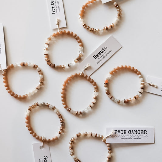 Morse Code Gemstone Bracelet in Moonstone