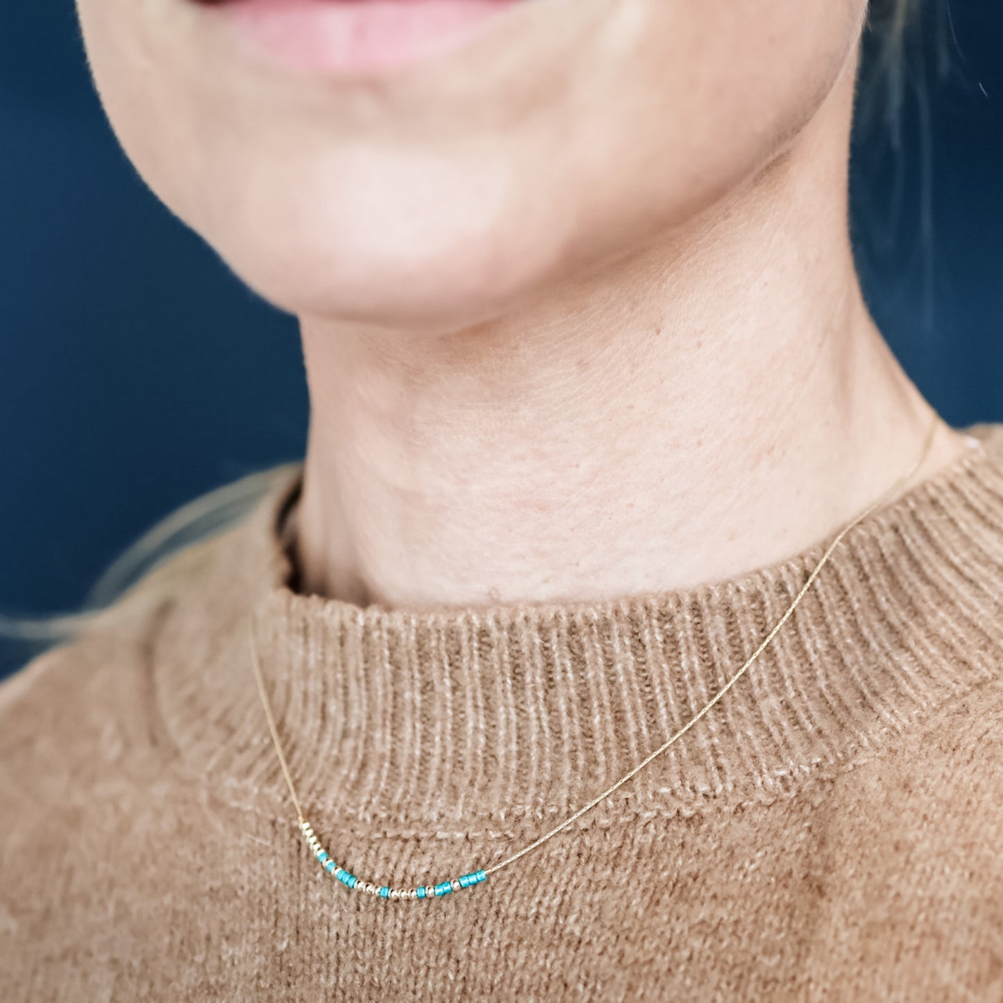 F Cancer Morse Code Necklace - Gold Filled